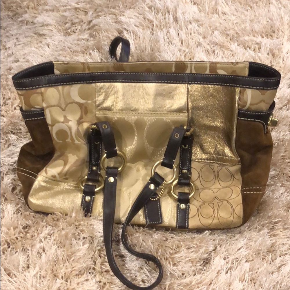 Coach Purse! Gold tan and brown tones